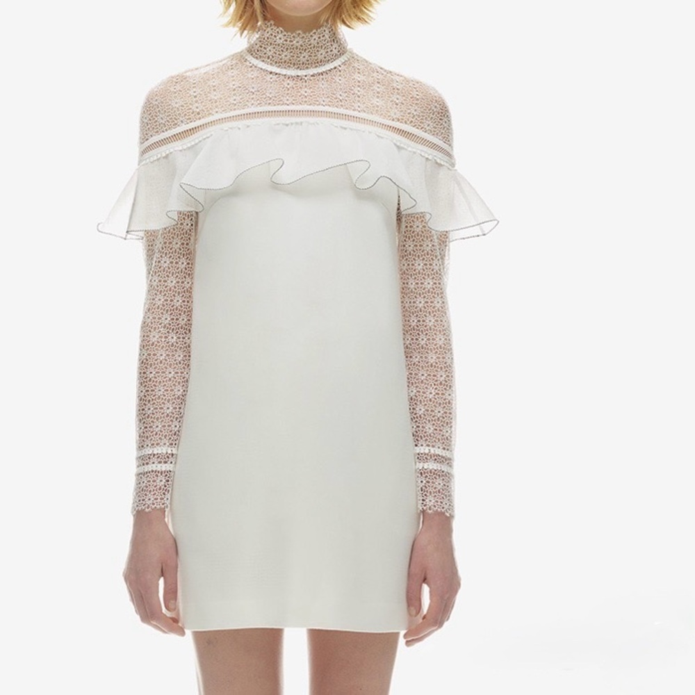 Self Portrait Style White Military Cape Dress